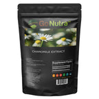 Go Nutra chamomile flower extract nutritional facts and usage instructions on packaging.