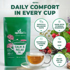 Premium natural stress relief tea ingredients visual arrangement