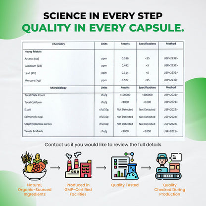 Back label of Ultra Herbs capsules featuring saffron and chamomile extract information