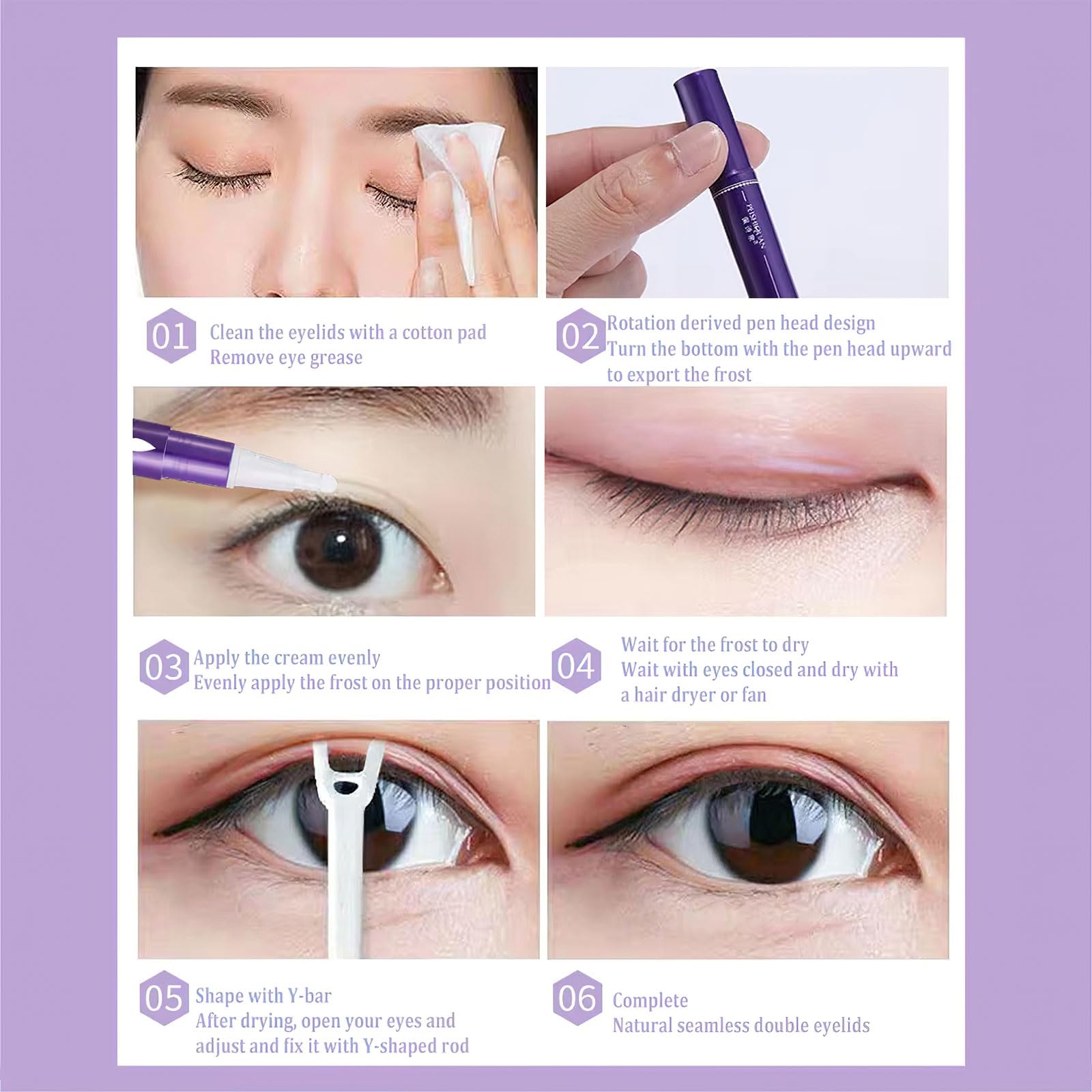 Model showing natural double eyelid effect after using cream