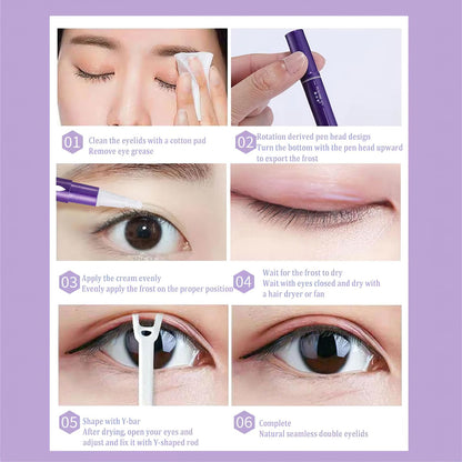 Model showing natural double eyelid effect after using cream