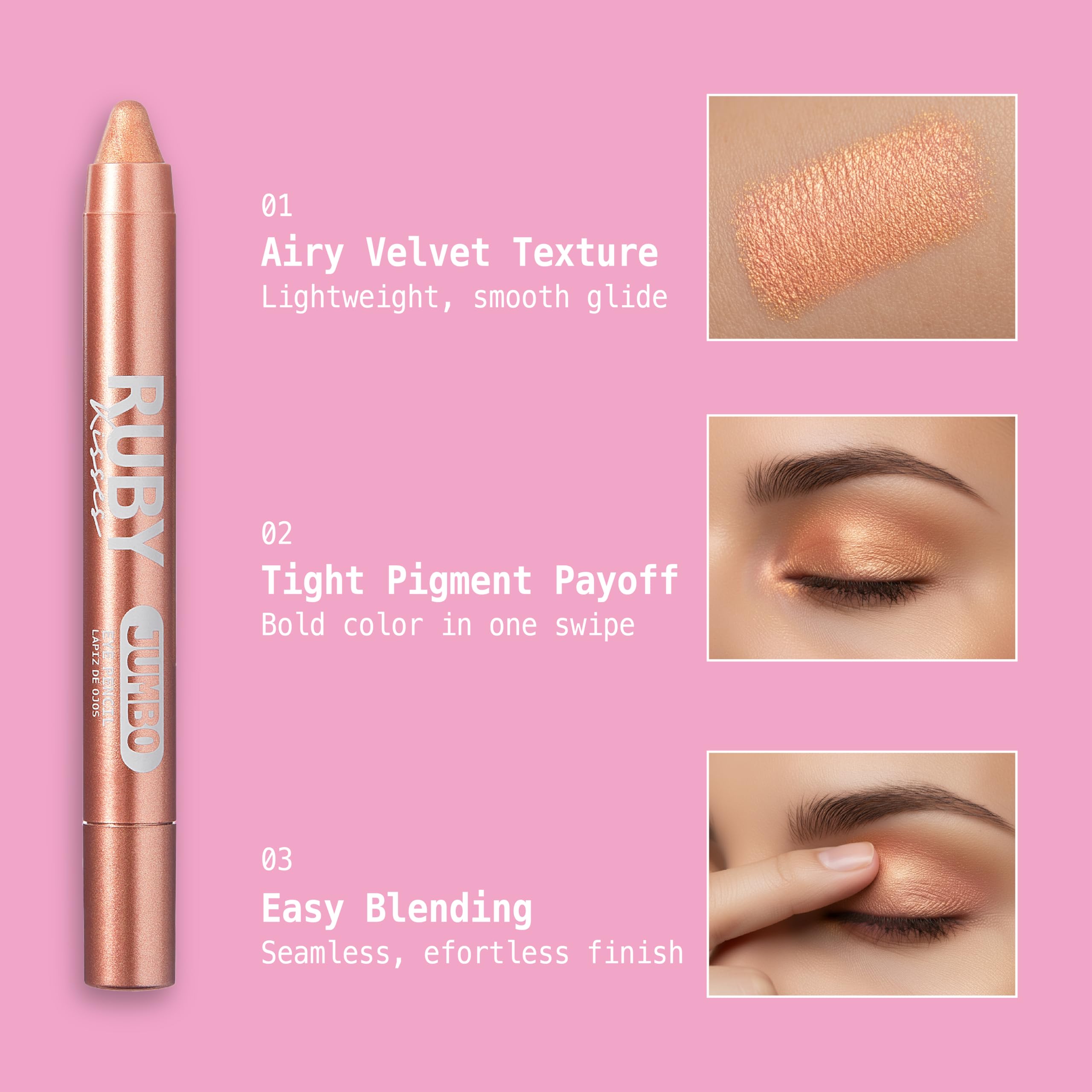 Ruby Kisses Shimmer Peach eye pencil showing creamy texture