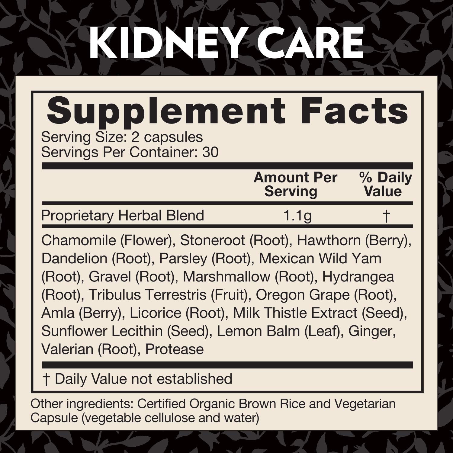 Crystal Star Kidney Care vegetarian capsules displayed next to its authentic USA import packaging.
