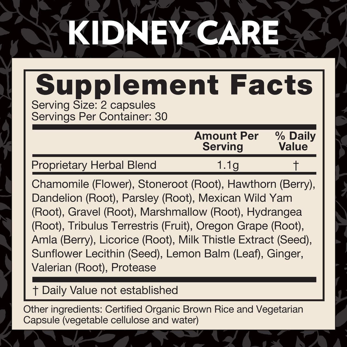 Crystal Star Kidney Care vegetarian capsules displayed next to its authentic USA import packaging.