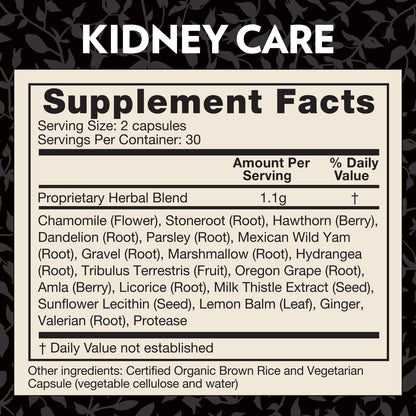 Crystal Star Kidney Care vegetarian capsules displayed next to its authentic USA import packaging.