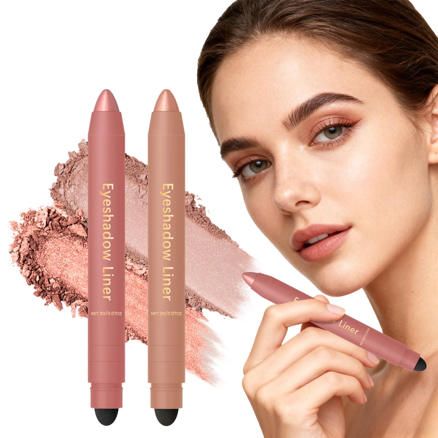Champagne Gold and Rose Gold eyeshadow swatches on skin