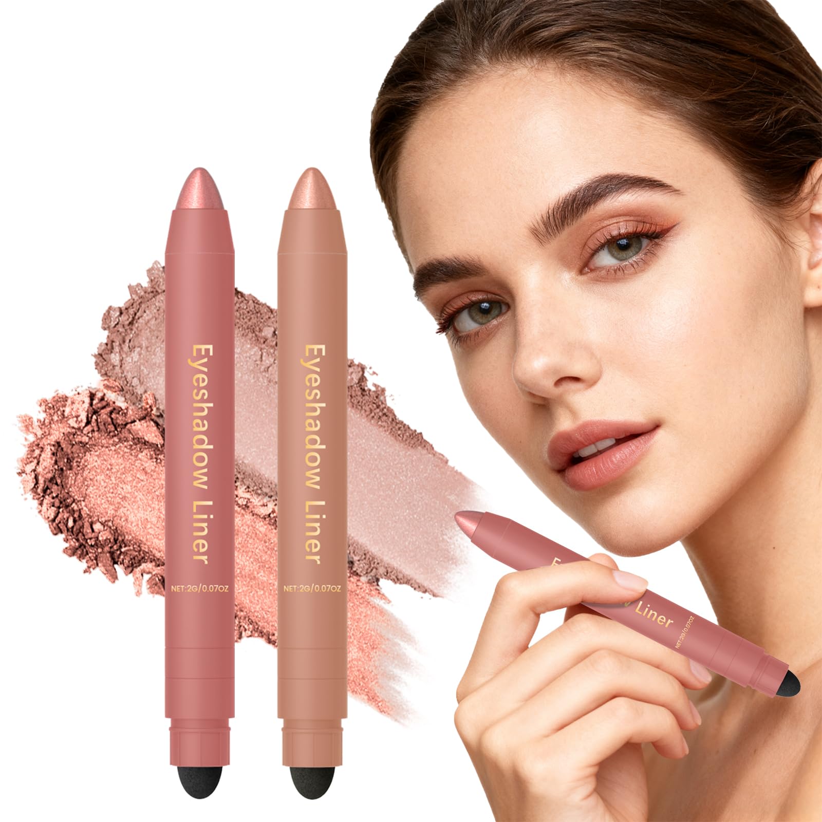 Champagne Gold and Rose Gold eyeshadow swatches on skin