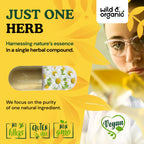 Close up of 800mg chamomile relaxation capsules container with clean label details