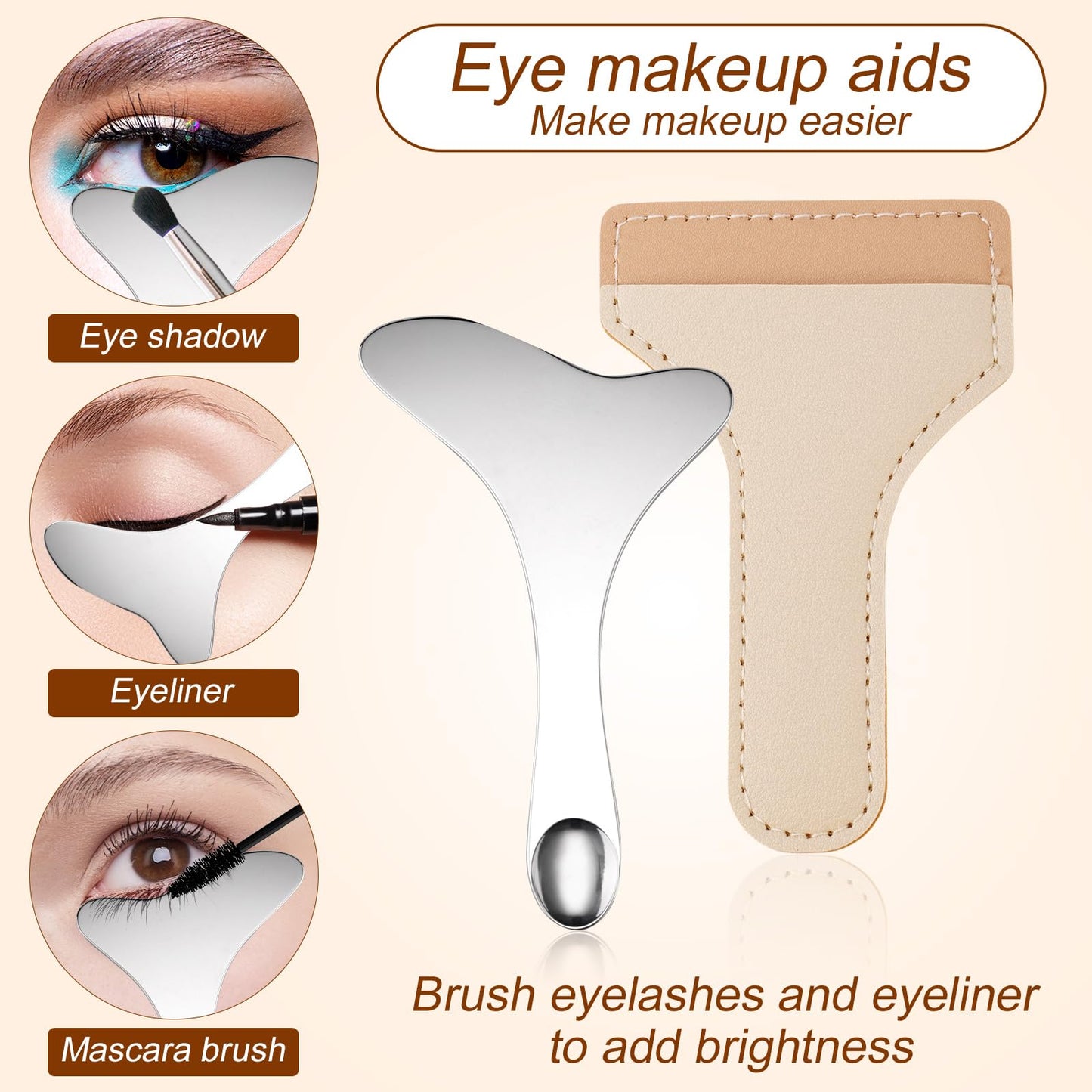 Close up of Gosknor stainless steel eye makeup stencil