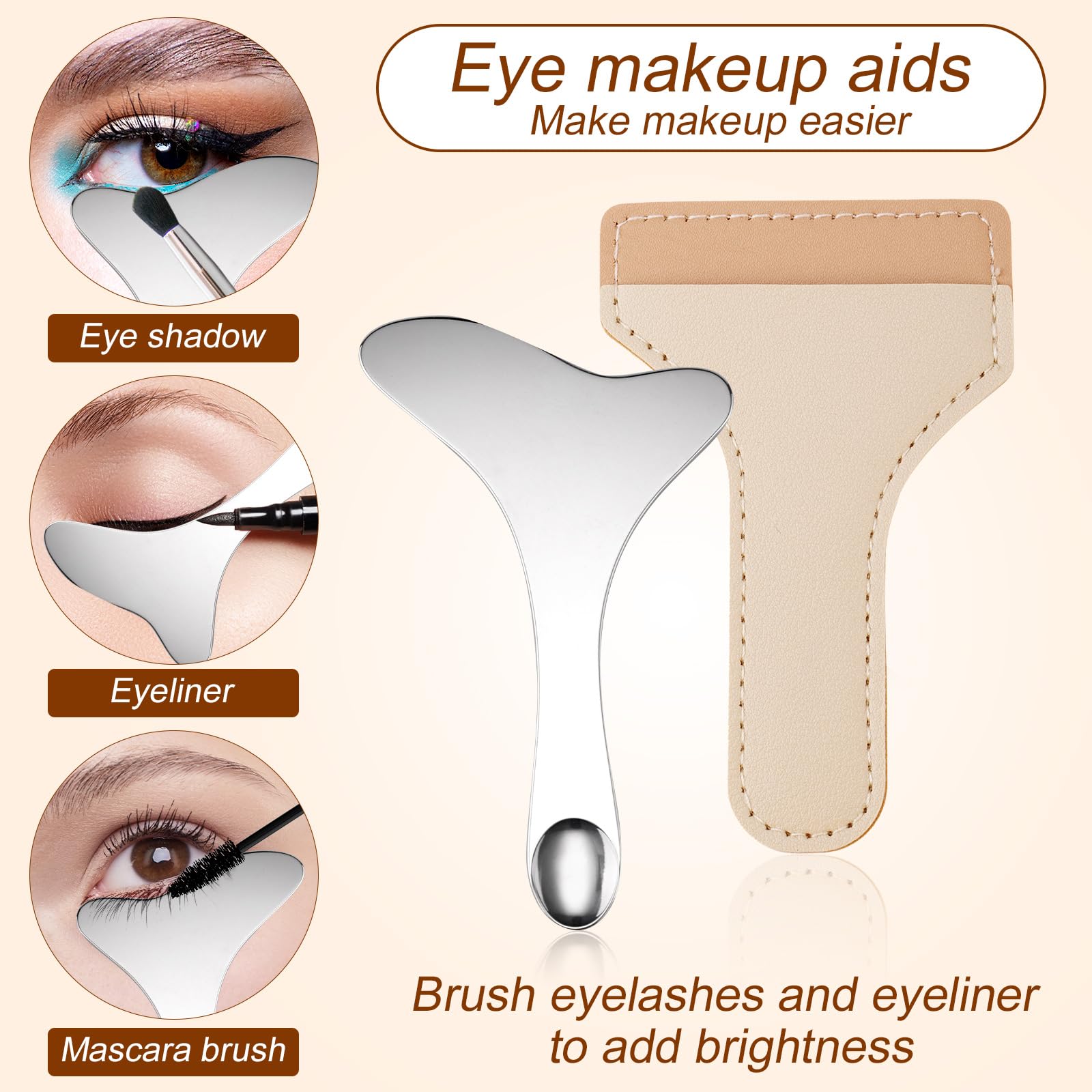 Close up of Gosknor stainless steel eye makeup stencil
