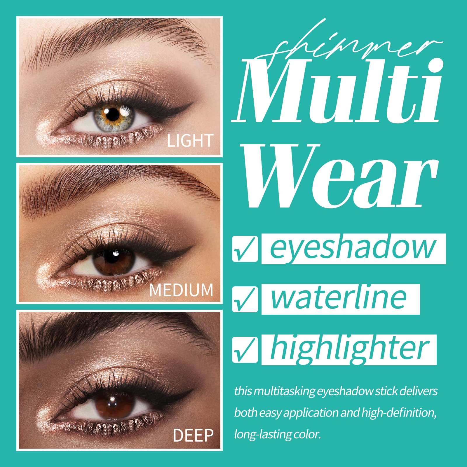 Kimuse waterproof eye makeup sticks swatched on skin