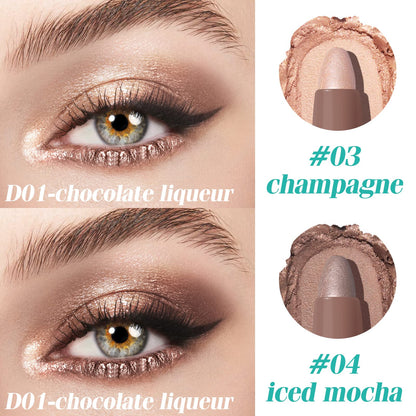Kimuse eyeshadow stick set showing brightener and shimmer tips