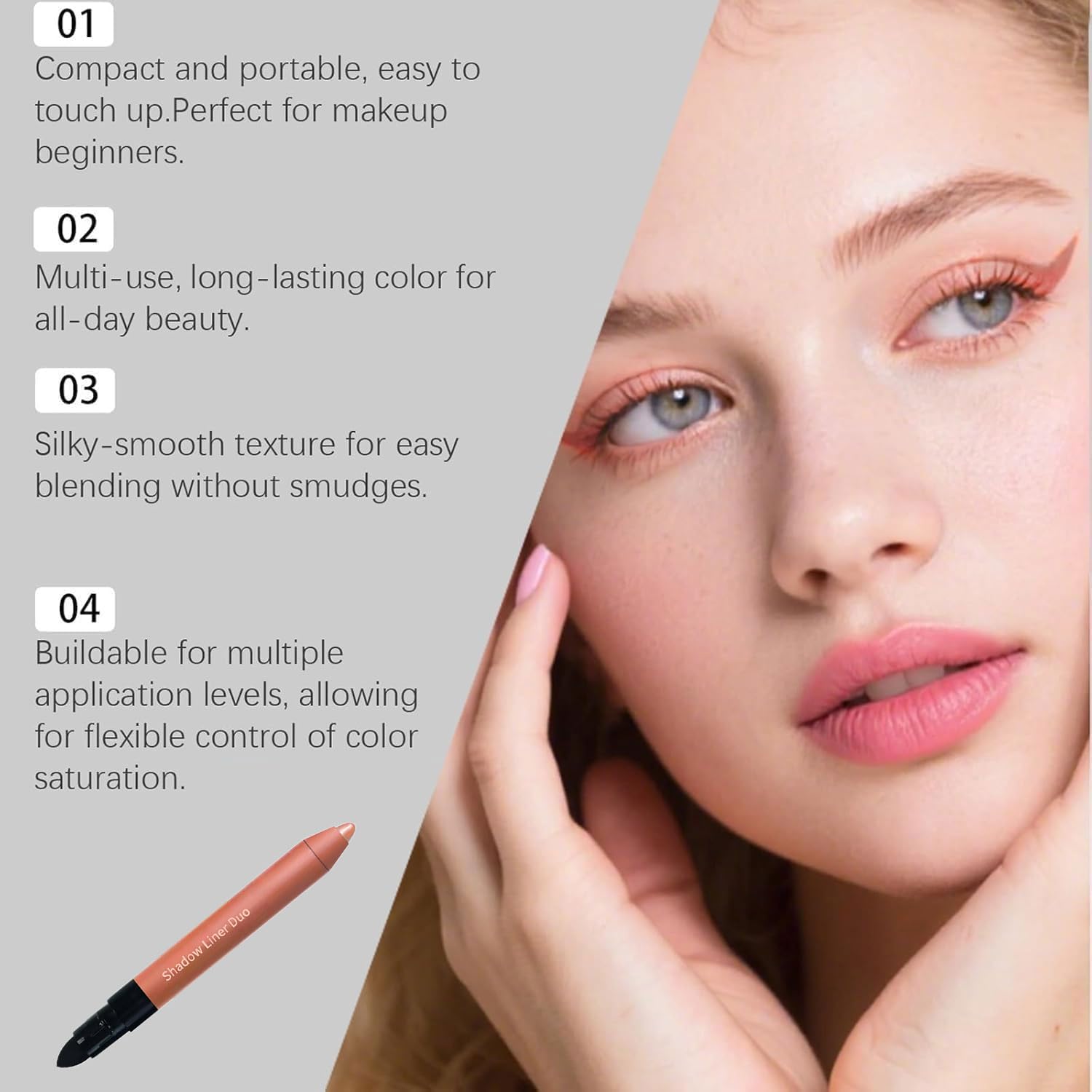 Close up of MySite eyeshadow stick tip and smudge brush