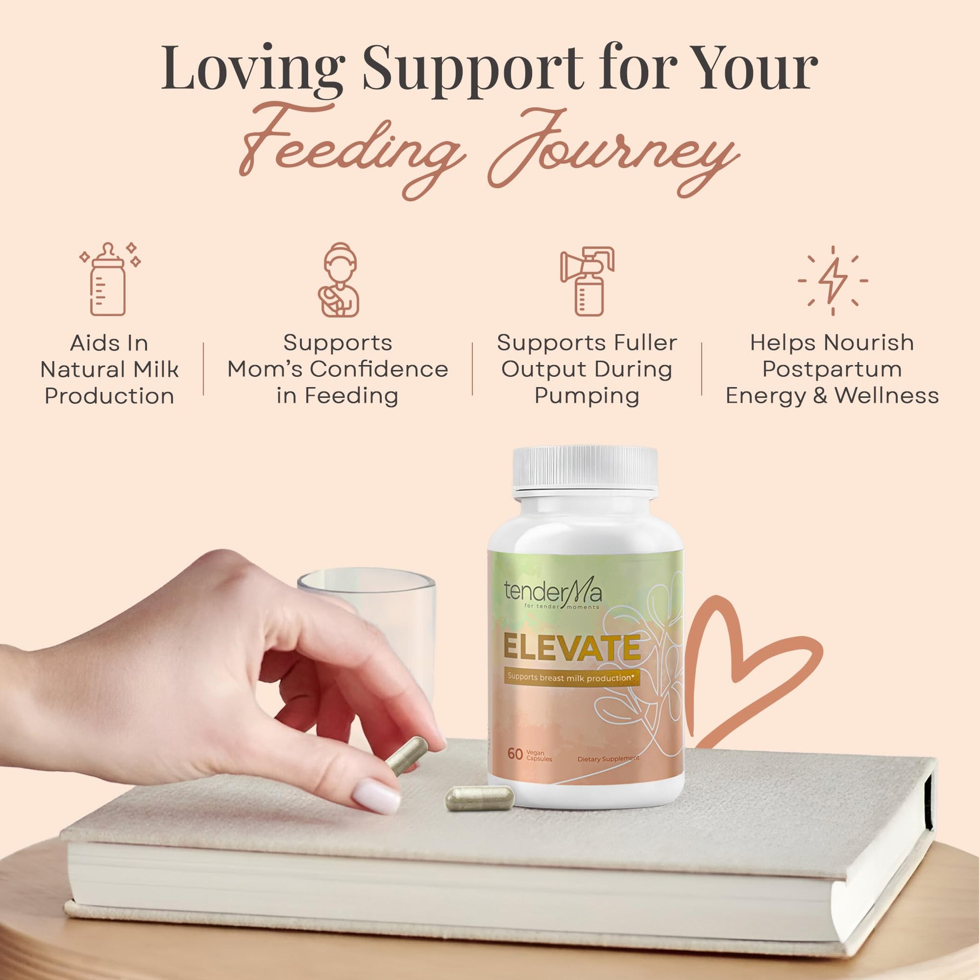 TenderMa Elevate herbal lactation supplement side label