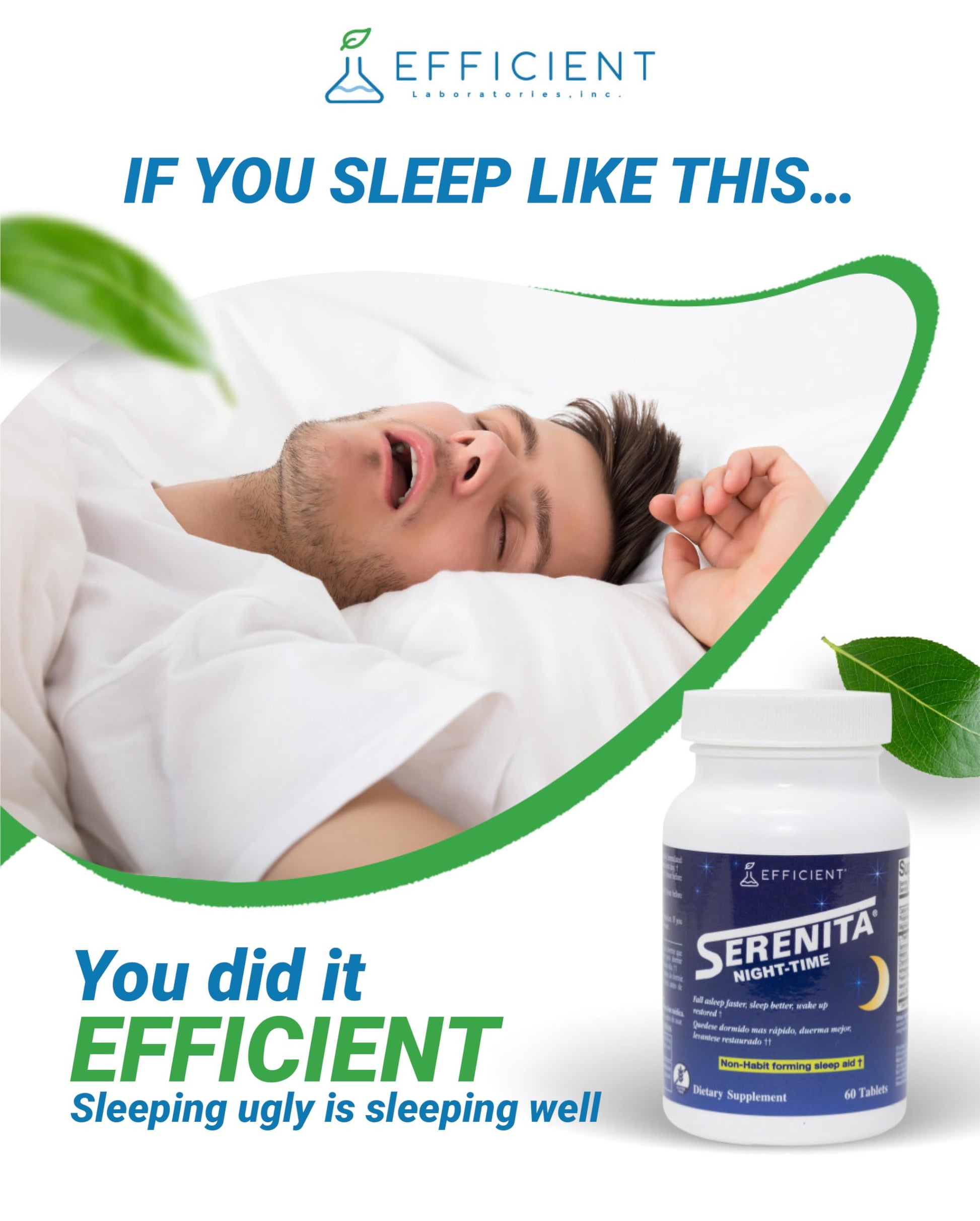 Close up shot of the sixty herbal sleep tablets from Serenita for calming nerves.