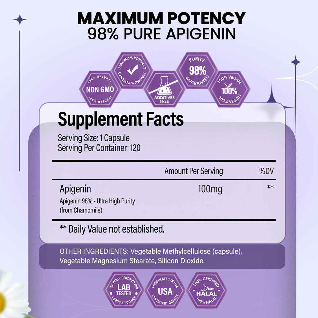 BOSCENT Apigenin 120 vegetable capsules four month supply packaging detail