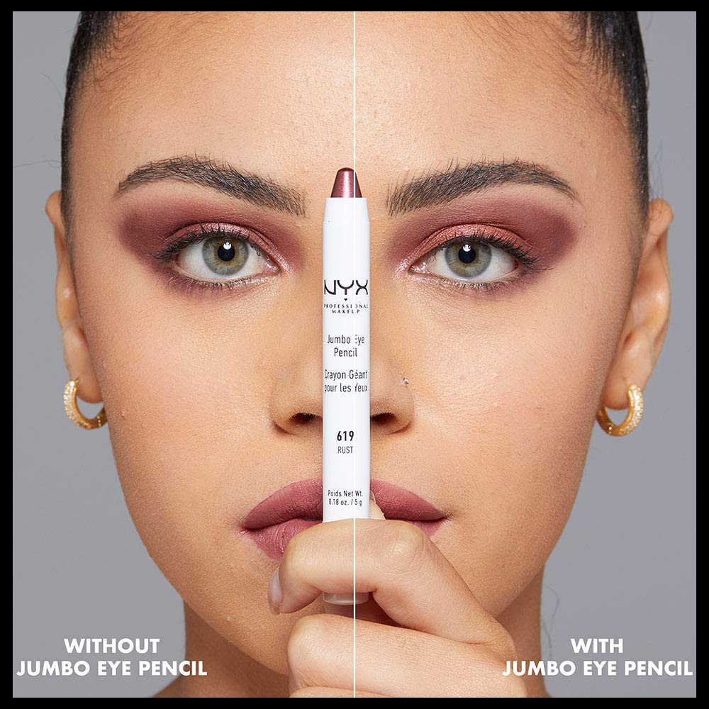 NYX Jumbo Eye Pencil Rust held in hand for size