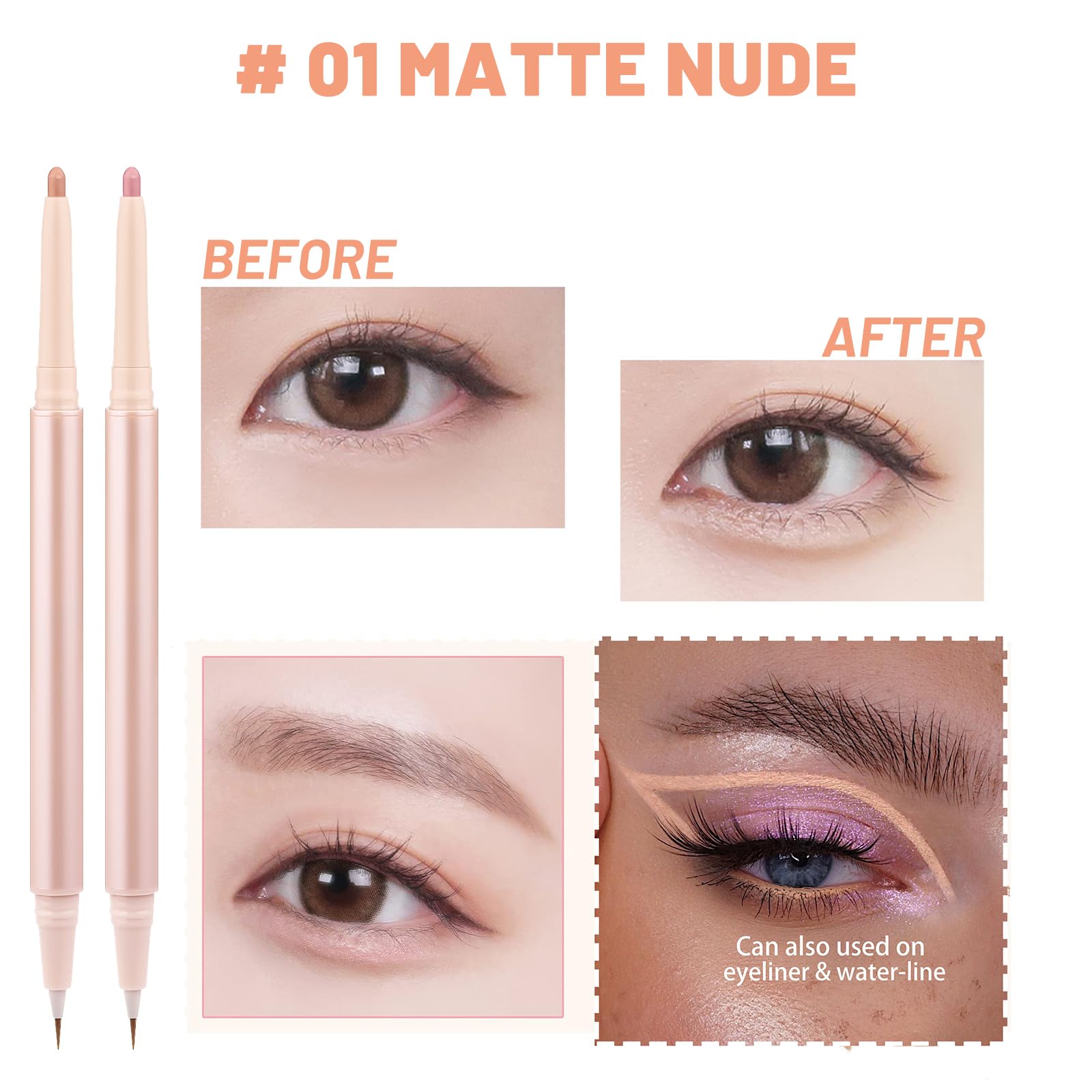 Close up of Nobeka dual ended pen tips for eyeliner and eyeshadow