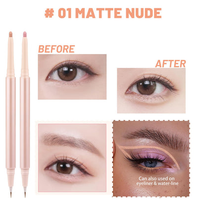 Close up of Nobeka dual ended pen tips for eyeliner and eyeshadow