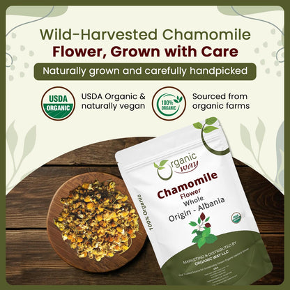 Organic Way loose leaf herbal tea packaging showcasing the Albania origin information.