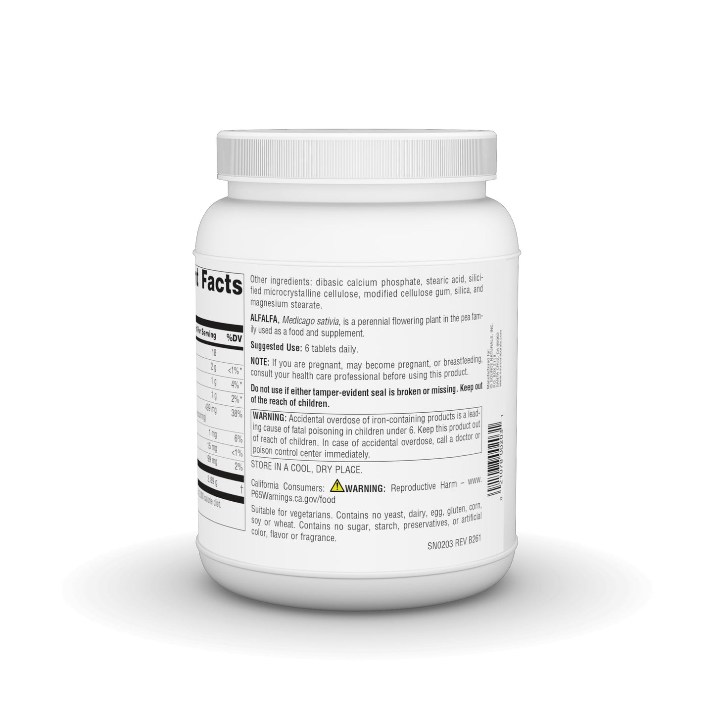 Source Naturals Alfalfa tablets close up