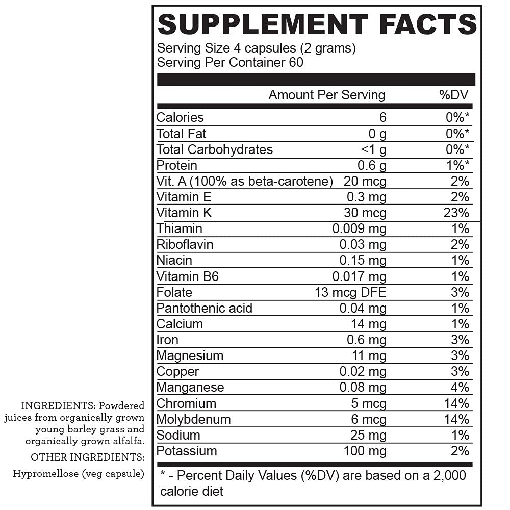 Hallelujah Acres Organic BarleyMax green supplement capsules packaging