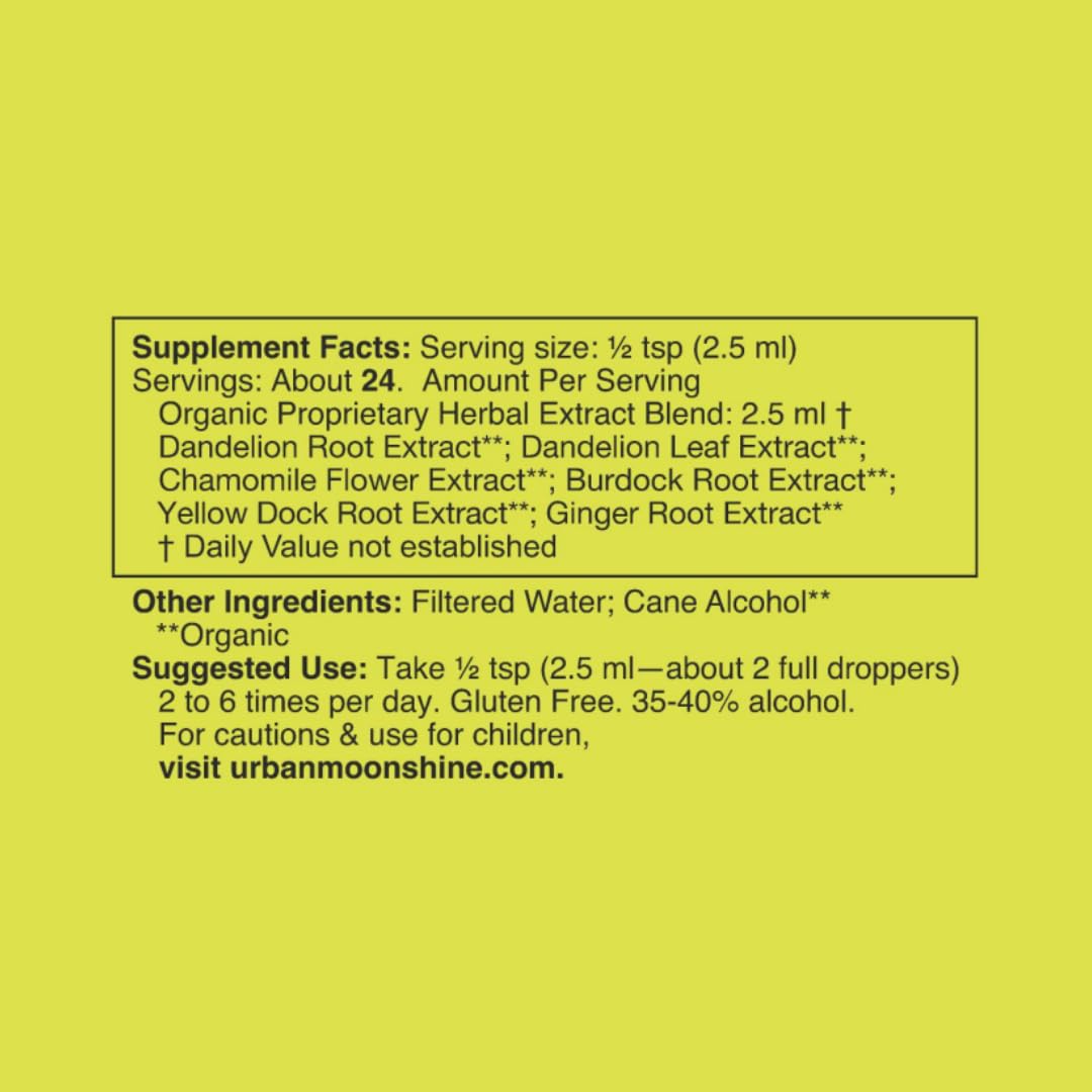 Authentic imported Urban Moonshine chamomile herbal stomach drops for clean digestive support
