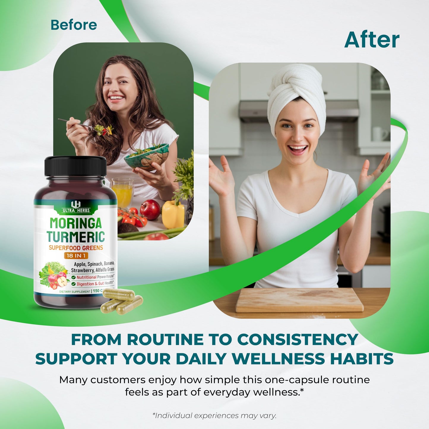 Ingredients list on Ultra Herbs Superfood Greens bottle