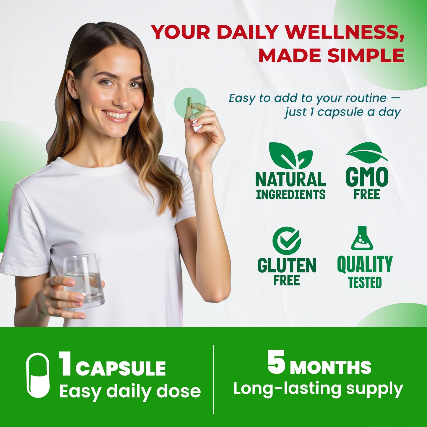 Side profile of Ultra Herbs 18-in-1 Moringa and Alfalfa formula