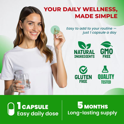 Side profile of Ultra Herbs 18-in-1 Moringa and Alfalfa formula