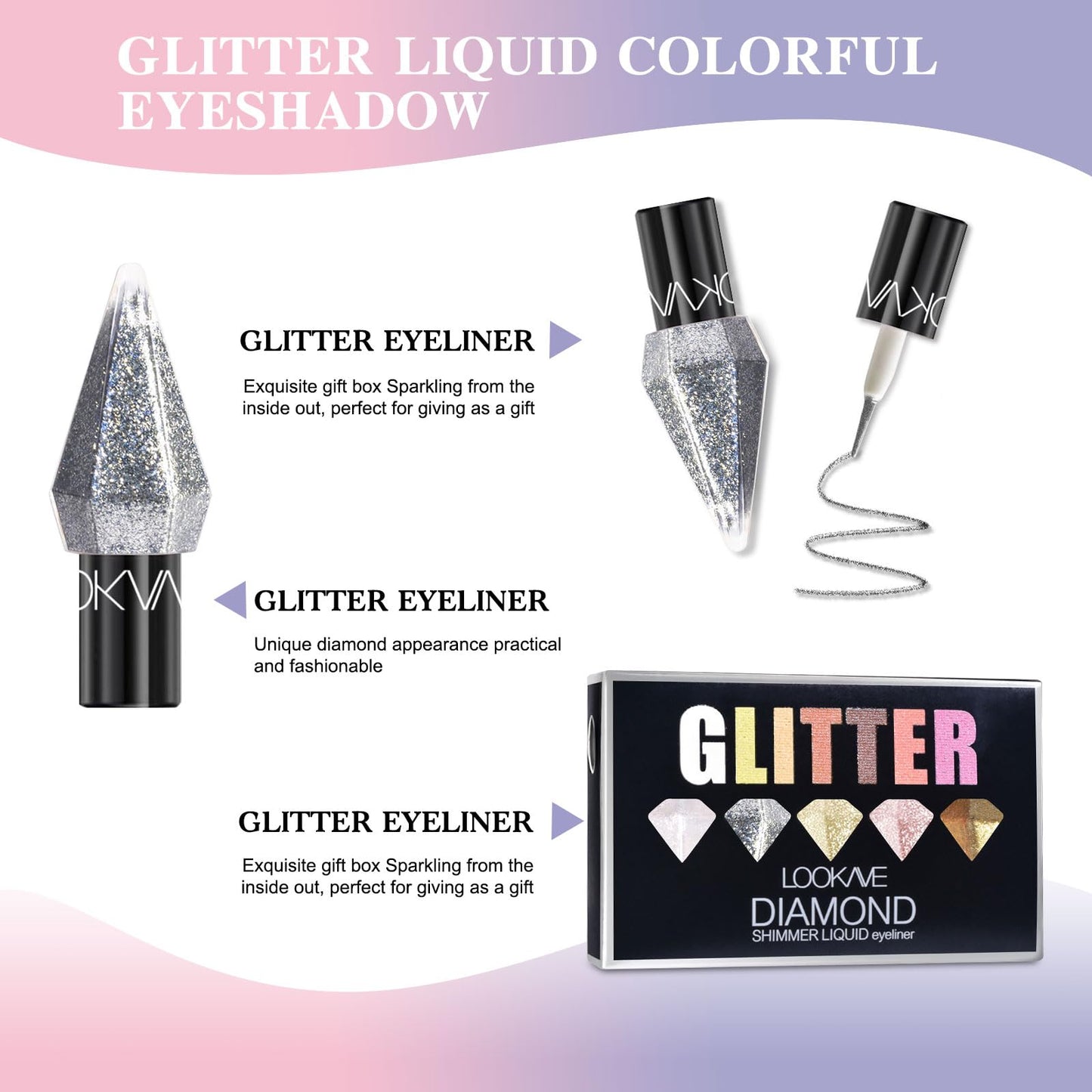 MooGlamor liquid glitter eyeshadow tubes with diamond caps