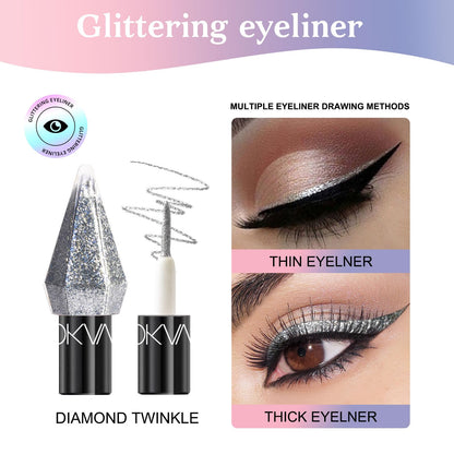 Model applying glitter eyeshadow for a shimmery look