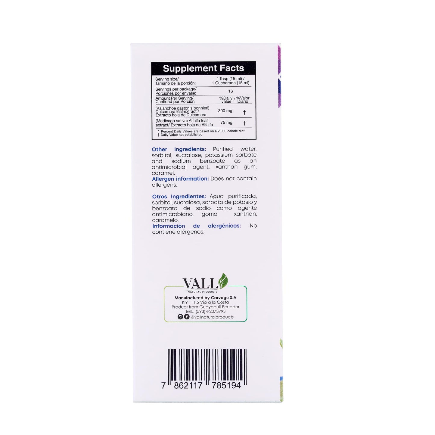 Vall Inmunolive antioxidant oral supplement bottle packaging