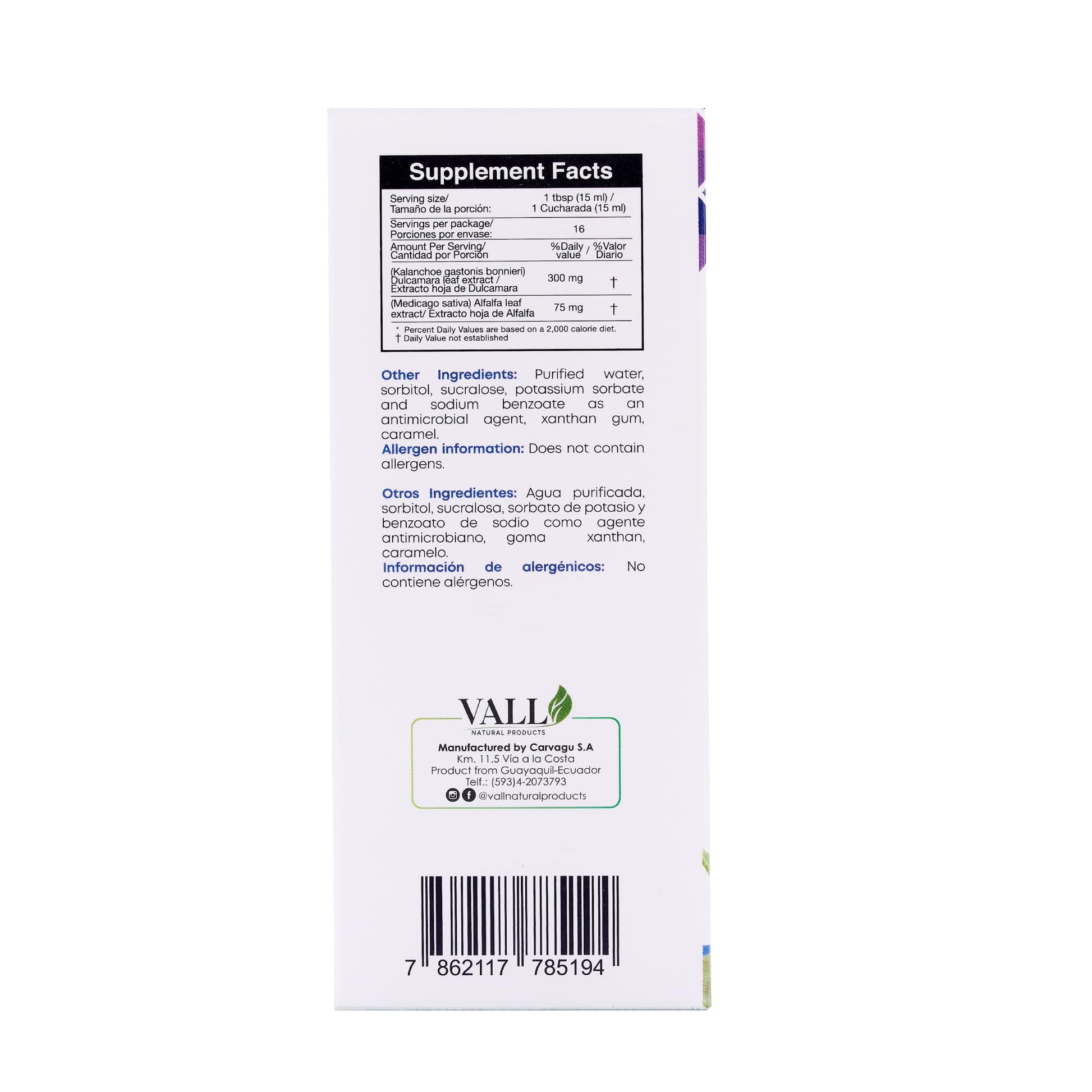 Vall Inmunolive antioxidant oral supplement bottle packaging