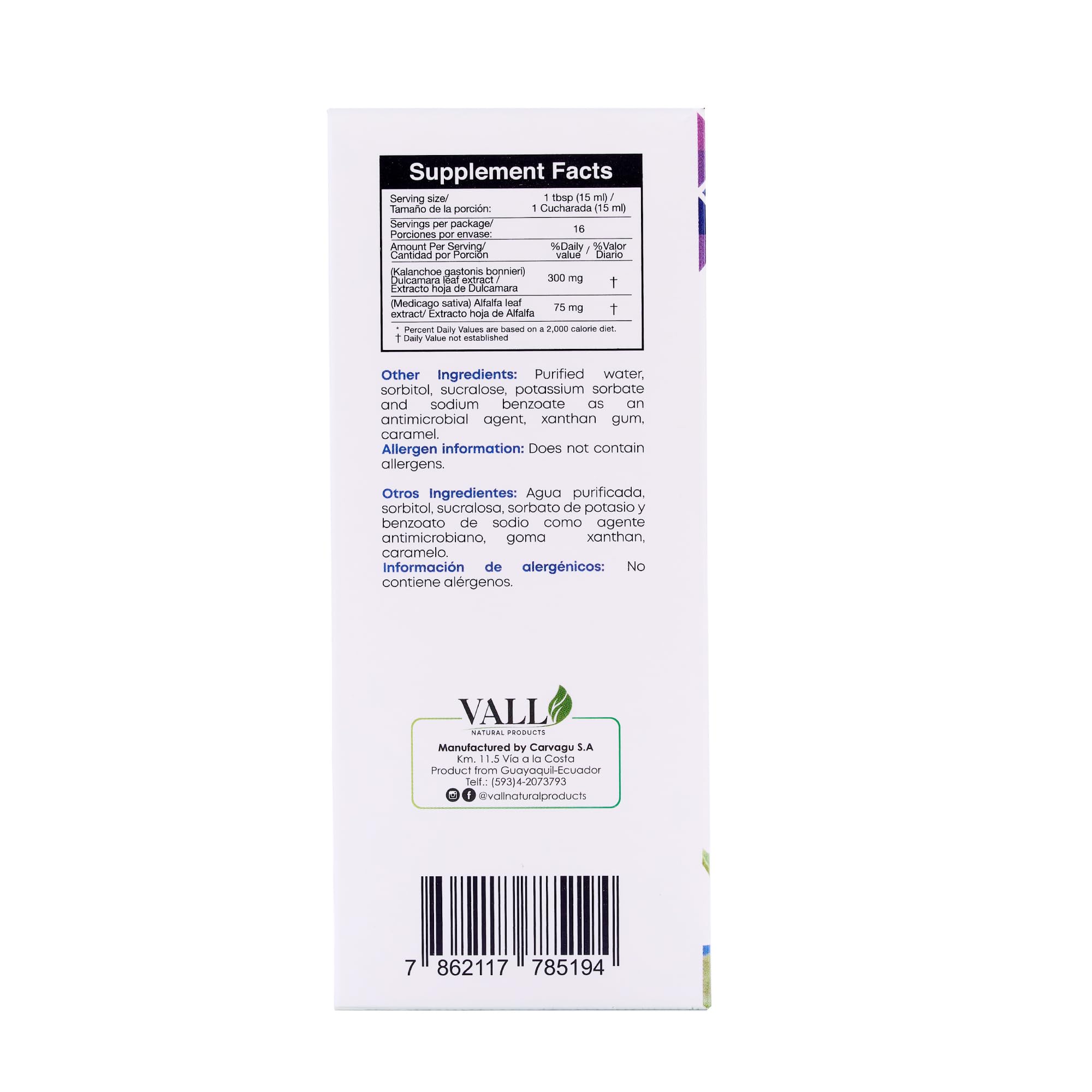 Vall Inmunolive antioxidant oral supplement bottle packaging