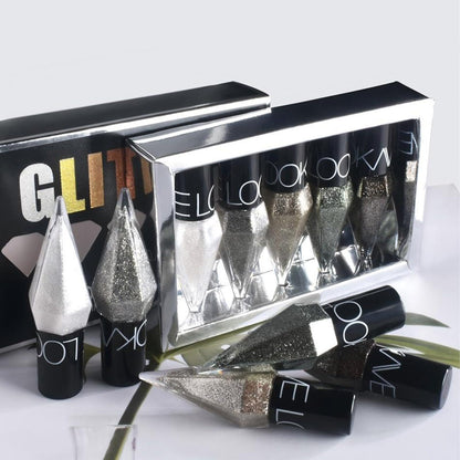 Packaging details of Uock 6 piece glitter makeup kit