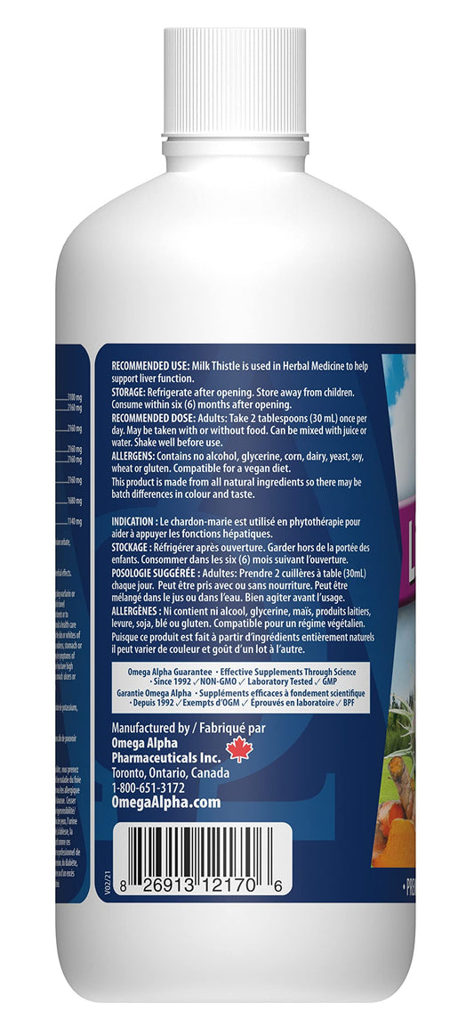 Omega Alpha Liver Flush nutritional supplement ingredients label