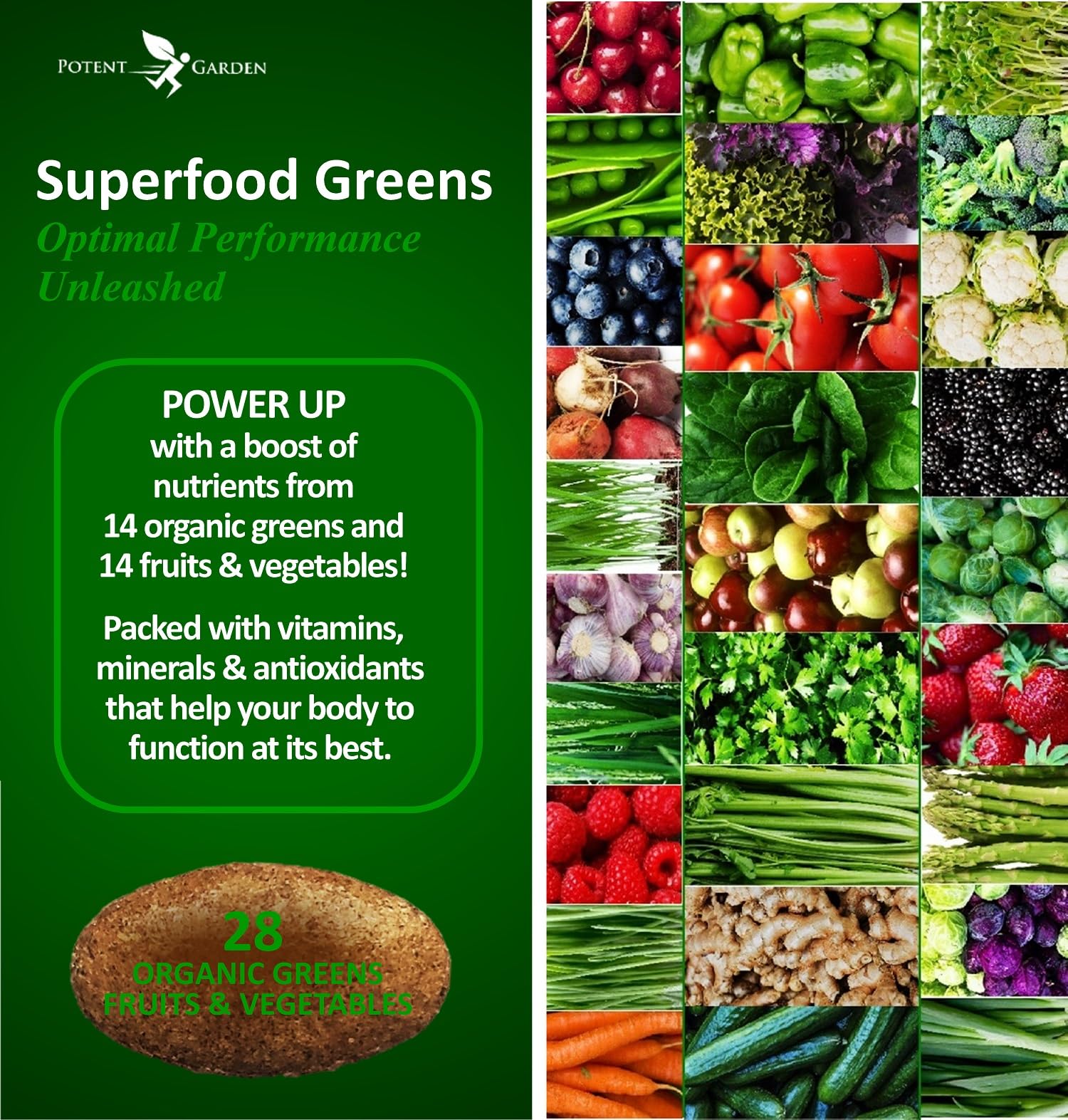 Potent Garden superfood supplement nutritional label detail