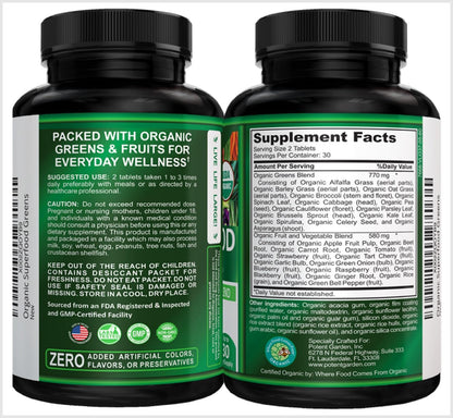 Potent Garden organic fruits and vegetables supplement bottle