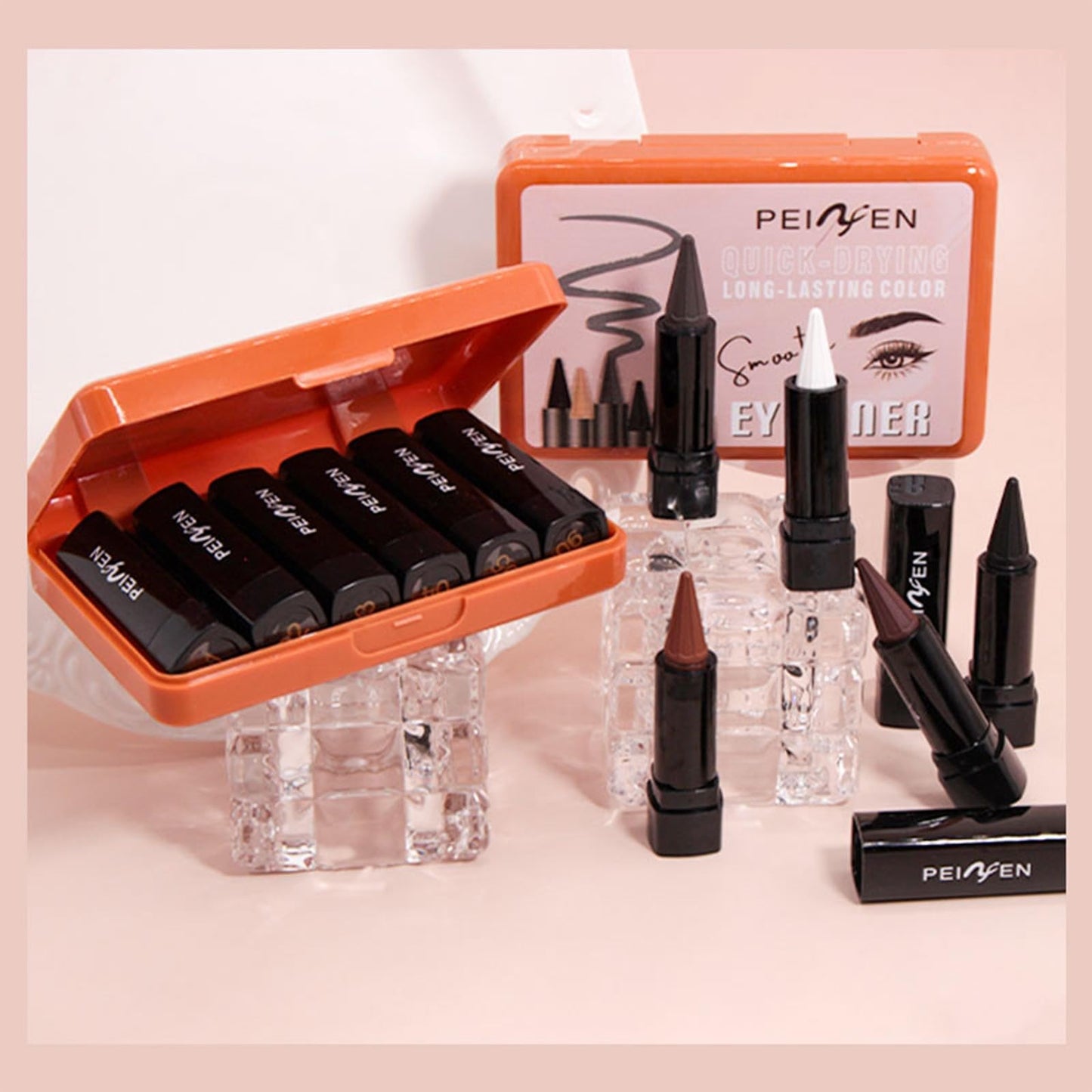 Detailed view of MooGlamor metallic shimmer eye pen set