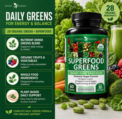 Potent Garden dietary supplement ingredient list close up