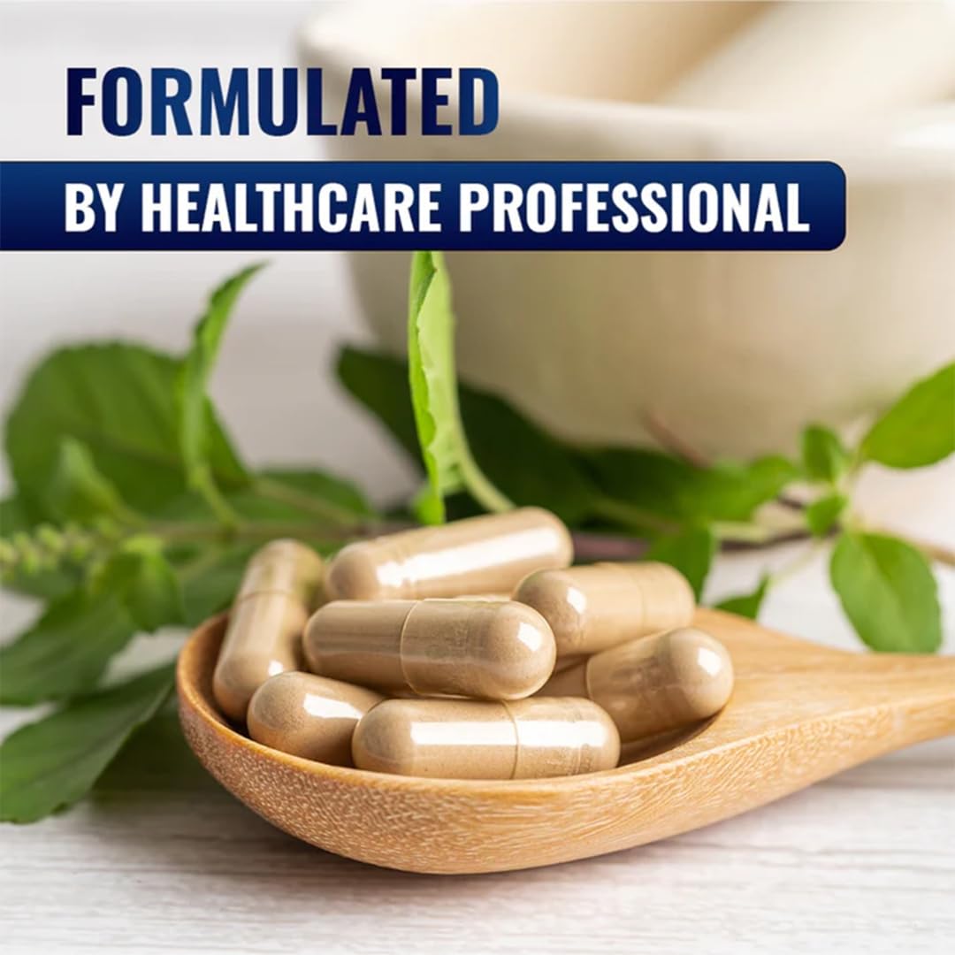 Non GMO and gluten free Vitamatic Chamomile relaxation capsules bottle side panel