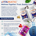 Close up view of Vitamatic Chamomile dietary supplement 240 vegetable capsules bottle