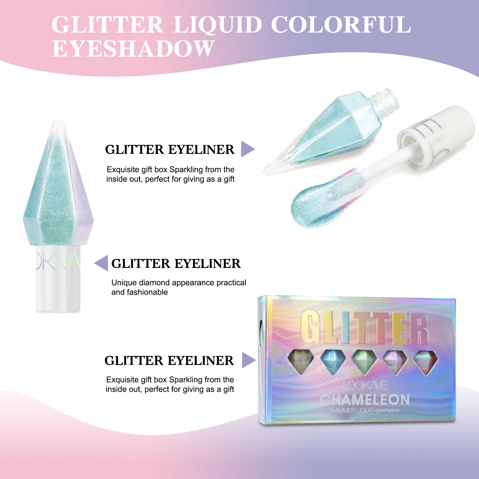 MooGlamor liquid glitter eyeshadow diamond packaging close up
