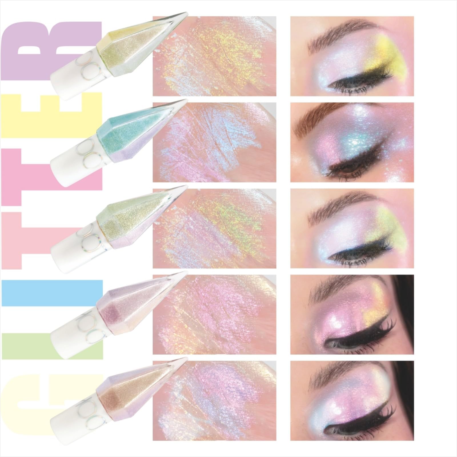Gift set presentation of MooGlamor glitter eye makeup