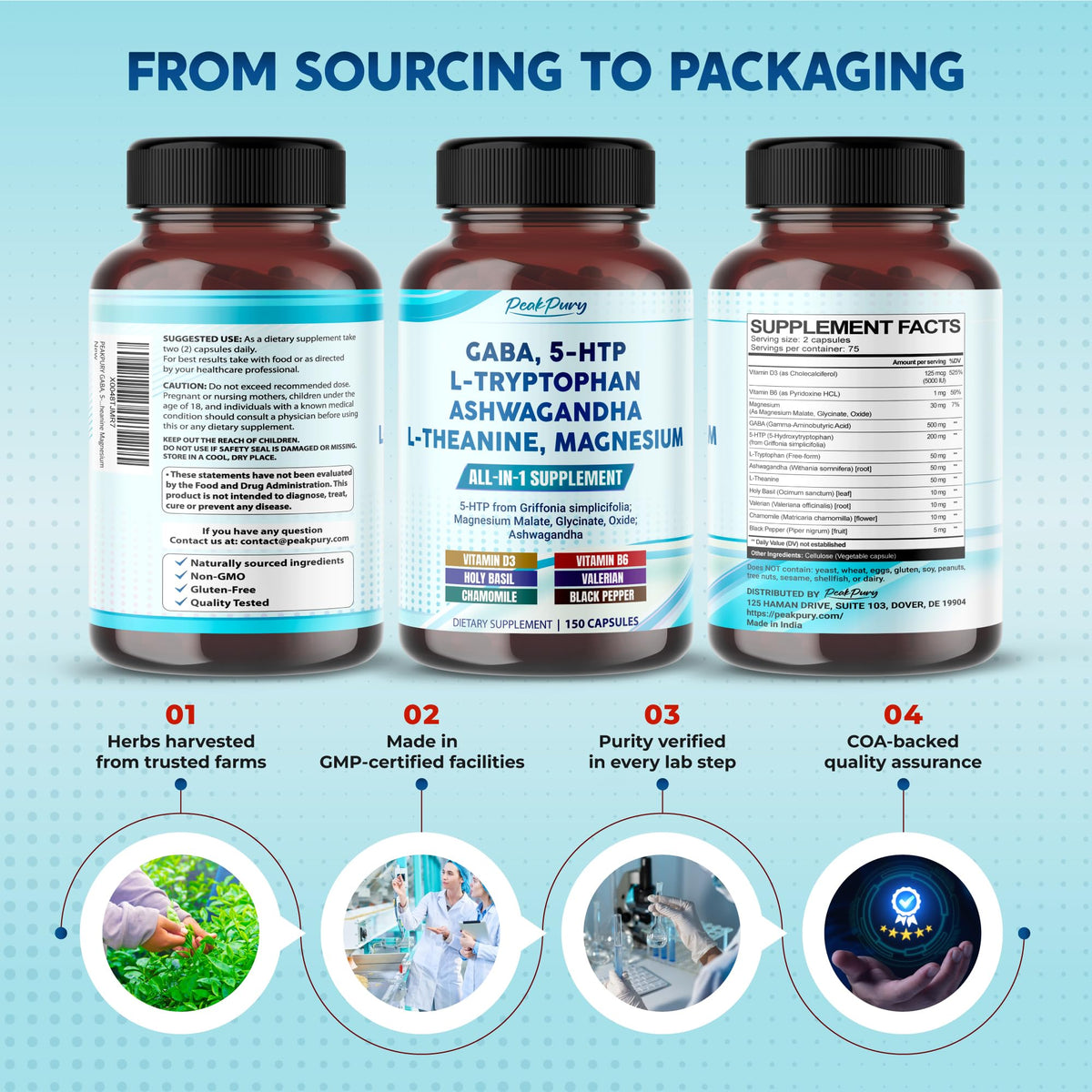 Imported PeakPury premium brain and emotional wellness supplement on a clean background.
