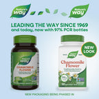 Nature's Way Chamomile Flower dietary supplement showing ingredient label and TRU-ID certification.