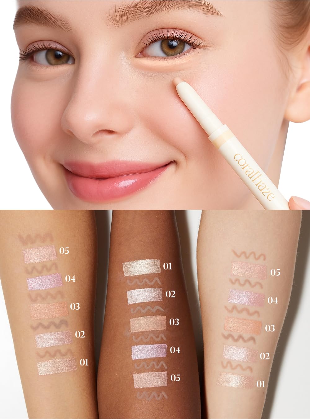 Close up of Coralhaze Sparkling Pink shimmer stick texture