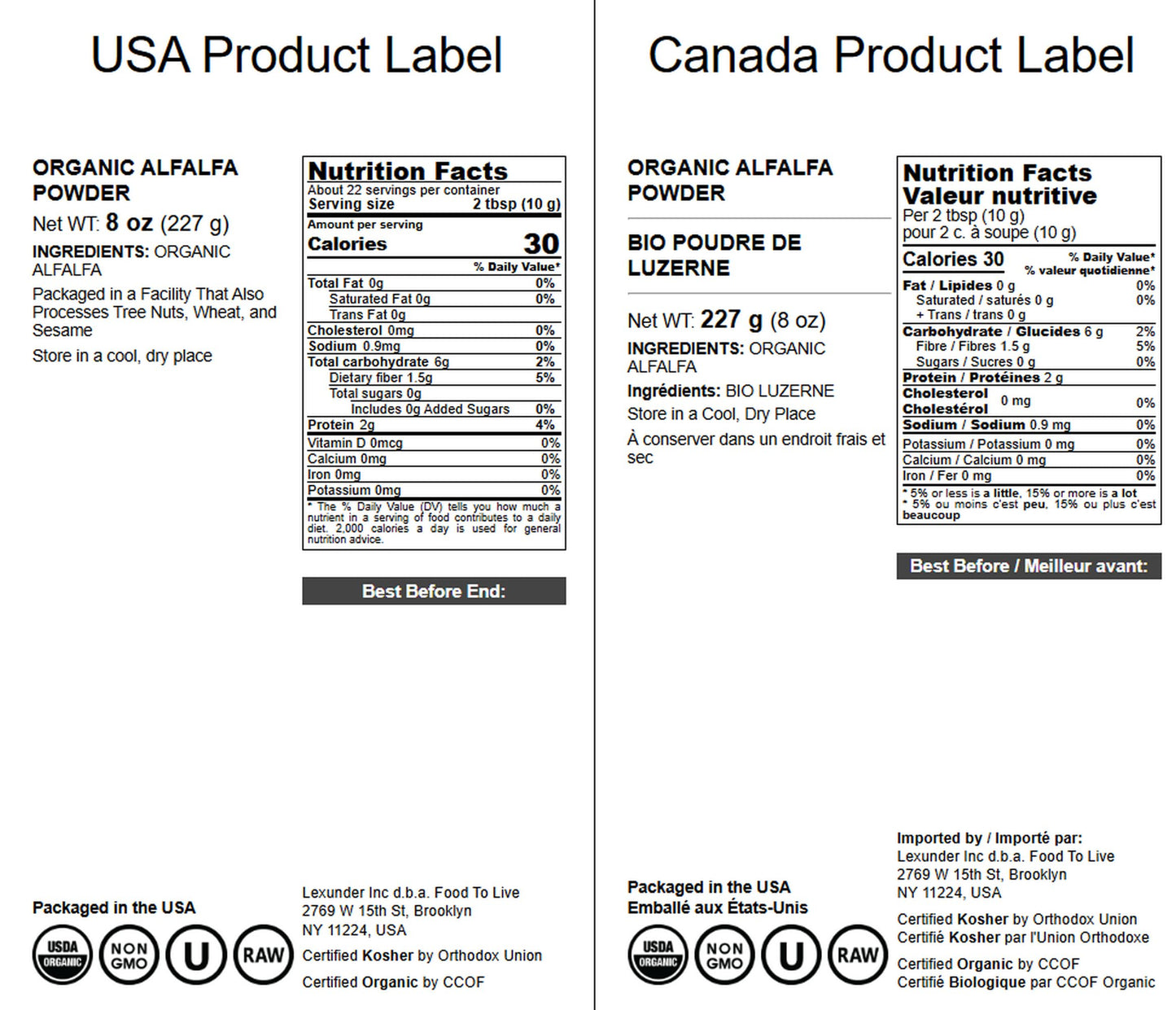 Organic Alfalfa Powder texture and raw ingredient detail