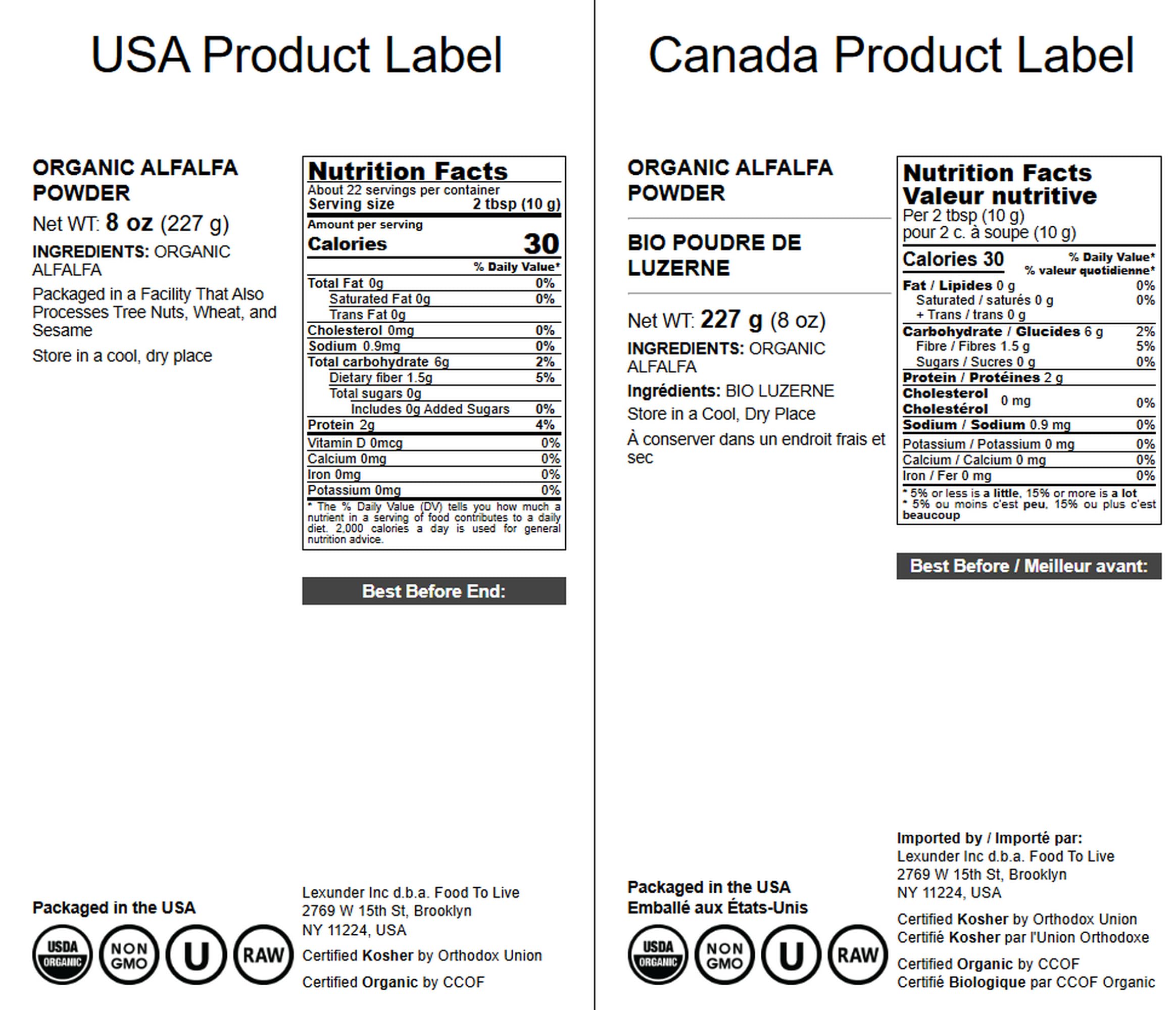 Organic Alfalfa Powder texture and raw ingredient detail